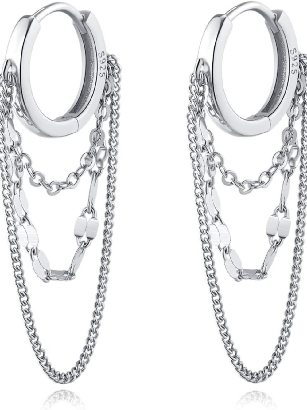 Elegant 925 Sterling Silver Hoop Earrings for Women & Teens - Tassel Dangle